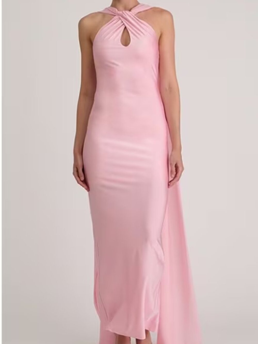 Lulu's Aurora Sateen Scarf Halter Criss Cross Front A-Line Maxi Dress